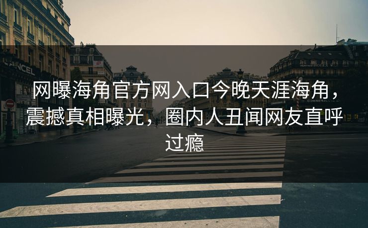 网曝海角官方网入口今晚天涯海角，震撼真相曝光，圈内人丑闻网友直呼过瘾