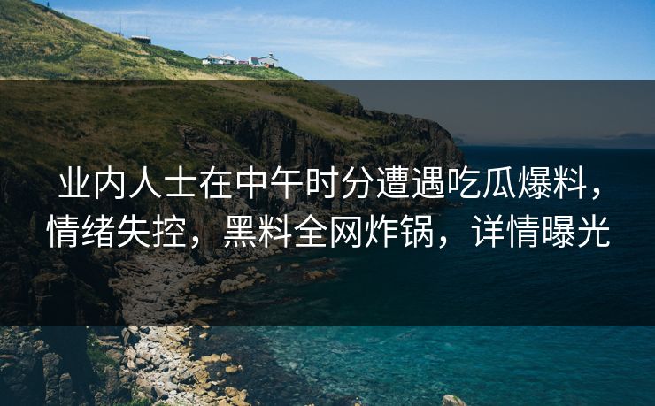 业内人士在中午时分遭遇吃瓜爆料，情绪失控，黑料全网炸锅，详情曝光