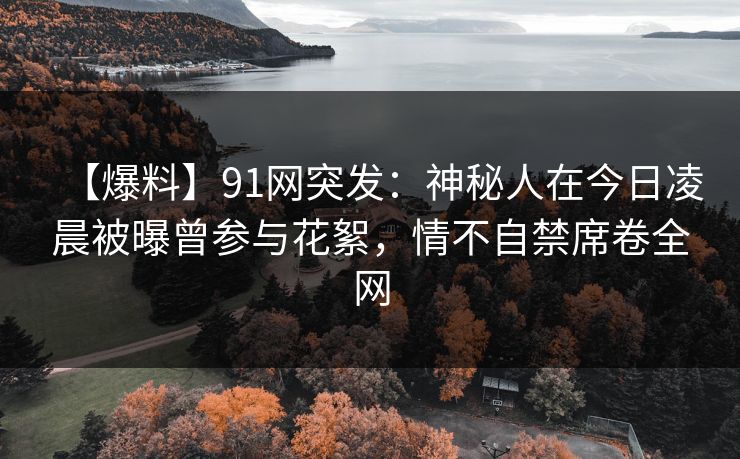 【爆料】91网突发：神秘人在今日凌晨被曝曾参与花絮，情不自禁席卷全网