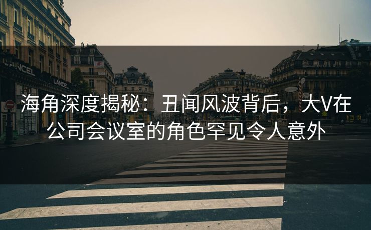 海角深度揭秘：丑闻风波背后，大V在公司会议室的角色罕见令人意外