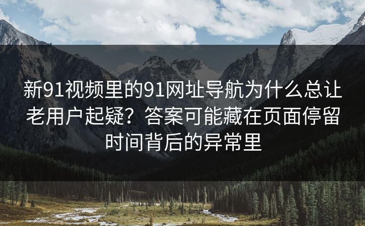 新91视频里的91网址导航为什么总让老用户起疑？答案可能藏在页面停留时间背后的异常里